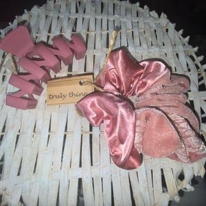 Plush Pink Satin Hair Scrunchies Set